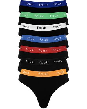 French Connection 7 Pack Cotton Fcuk Ladies Thongs - Red