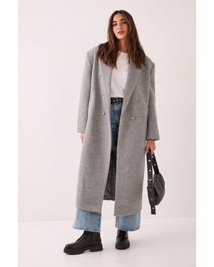 Nasty Gal Double Breasted Smart Coat - Grey