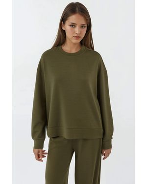 Hiccup Modal Touch Basic Sweatshirt - Green