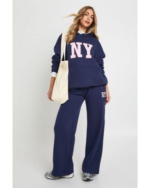 Boohoo Ny Applique Hoodie Tracksuit - Blue