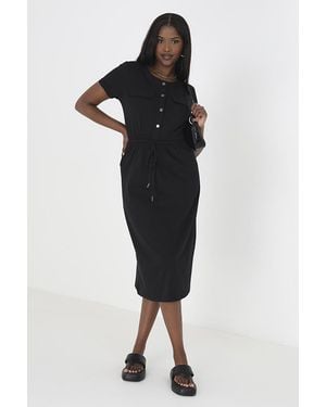 Brave Soul 'India' Cotton Tie Waist Midi Dress - White