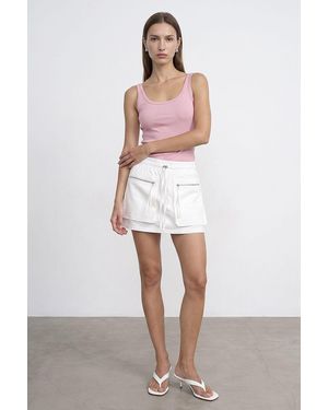 Dilvin Ribbed Fitted Camisole Top - White
