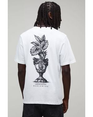 BoohooMAN Regular Palm Spine Print T-Shirt Cotton - Black