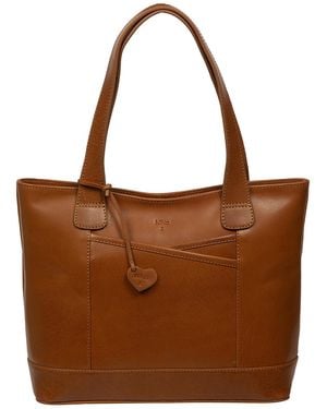 NiNa Amora 'Maissa' Dark Leather Tote Bag - Brown