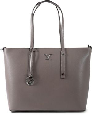 Versace 19.69 Abbigliamento Sportivo Saffiano Leather Tote Handbag - Grey