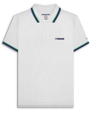 Lambretta T-Shirt Twin Tipped Polo Button Fastening Textile - Blue