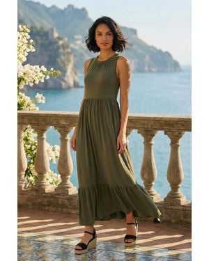 D.u.s.k Tiered Stretch Midi Dress - Green