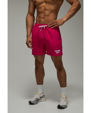 BoohooMAN Training Dept 5Inch Stretch Woven Short - Red