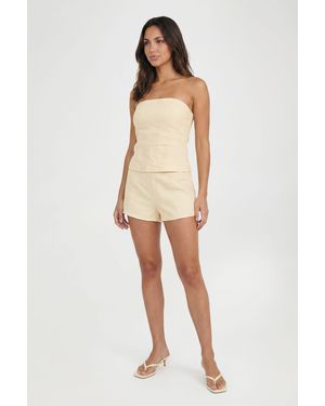 Boohoo Linen Look Tailored Shorts - Natural