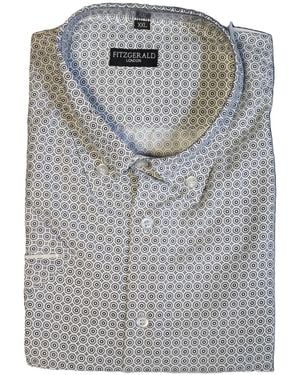 Fitzgerald London Short Sleeve Shirt Plus Size With Trendy Sandy Circles Design - Grey