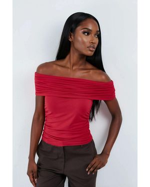 Busem Off Shoulder Drape Blouse - Red