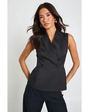 Boohoo Tailored Peplum Waistcoat - Black