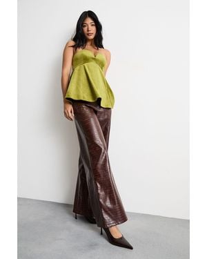 Warehouse Bonded Velvet Tailored Bustier Top - Yellow