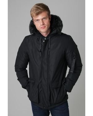 Nines Padded Parka Jacket With Faux Fur-Lined Hood - Grey