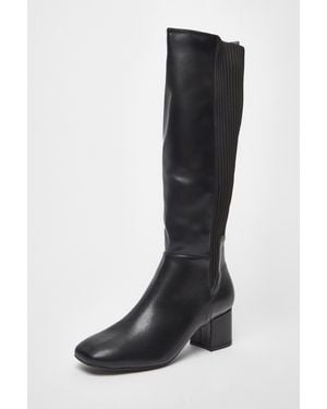 Quiz Faux Leather Elasticated Boots - Black