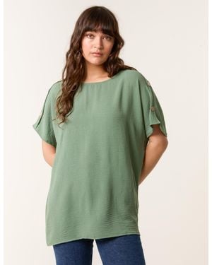 Blue Vanilla Round Neck Top - Green