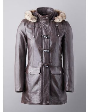 Lakeland Leather Dockray Hooded Duffle Coat - Brown