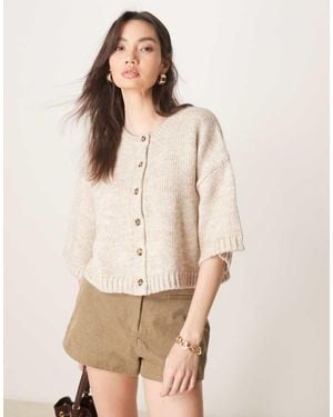 ASOS Short Sleeve Boxy Cardigan - Natural