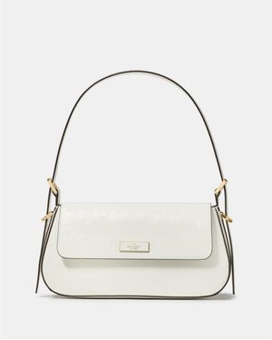 Kate Spade Bridget Crinkle Patent Small Flap Shoulder - White