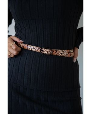 SVNX Faux Snake Print Thin Belt - White