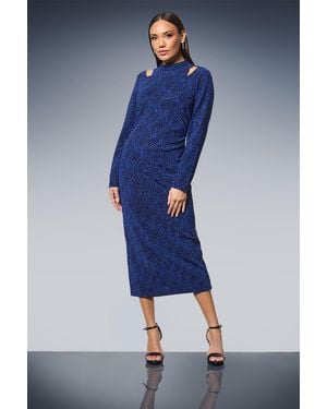 PRINCIPLES Cut-Out Detail Sparkle Jersey Midi Dress - Blue