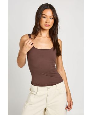 Boohoo Tall Second Skin Strappy Bodysuit - Brown
