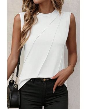 Azura Exchange Sleeveless Stitch Detail Tank Top - White