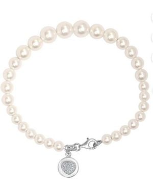 Bibei Pearl Bracelet With Heart Charm, 925 Sterling Bipu021 - Metallic