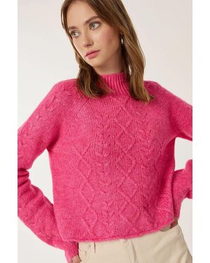 Hiccup Knitted High-Neck Jumper - Pink