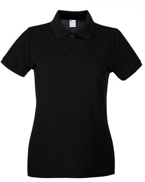 Fruit Of The Loom Ladies Lady Fit Short-Sleeved Polo Shirt (Jet) Cotton - Black