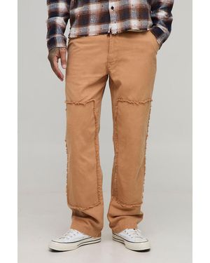 BoohooMAN Tall Bleach Wash Relaxed Fit Carpenter Trousers - Brown