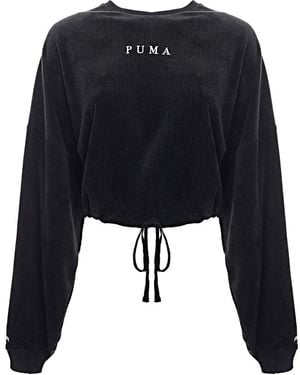 PUMA Cropped Cord Jumper - Black