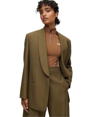 BOSS Jigago Alica Solid Patterned Blazer - Green