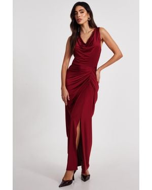 Quiz Dark Cowl Neck Midaxi Dress - Red