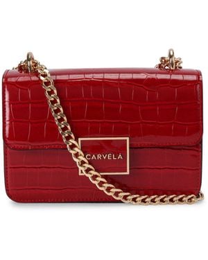 Carvela Kurt Geiger Shoulder Bag Croc Print Jessica - Red