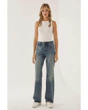 Hiccup Washed Effect Straight Jeans - Blue