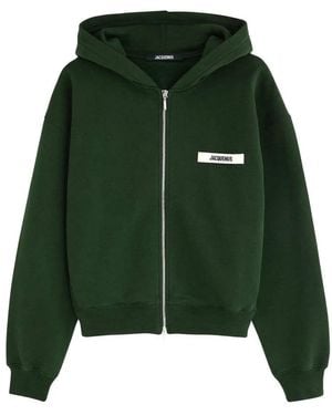 Jacquemus Grosgrain Logo Zip-Up Hoodie - Green
