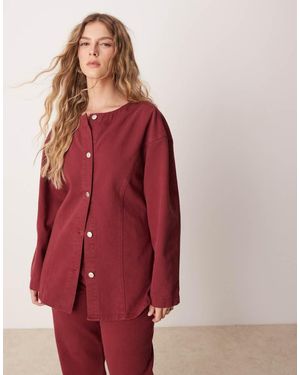 ASOS Cinch Waist Denim Shirt - Red
