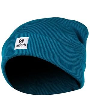 Superb Embroidered Logo Knitted Hat Sprbg-003 - Blue