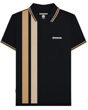 Lambretta Vertical Stripe Polo Shirt /Nomad) - Black