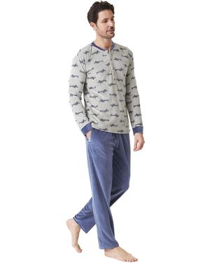 J And J Brothers Long Sleeve Pyjamas Jjbdp5300 - Blue