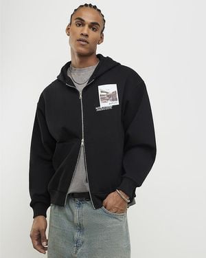River Island Hoodie Oversized Fit Autre Studios Cotton - Black