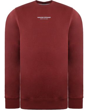 Weekend Offender Logo Dark Jumper Cotton - Red