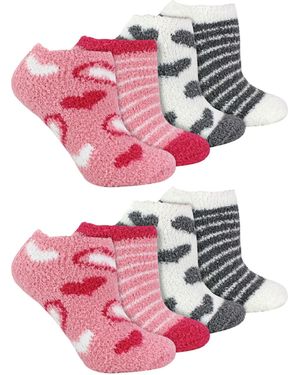 Sock Snob 8 Pack Ladies Animal Print Low Cut Cosy Socks - Pink