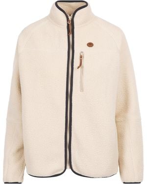 Trespass Ladies Quake Leather Trim Fleece Jacket (Ghost) - Natural
