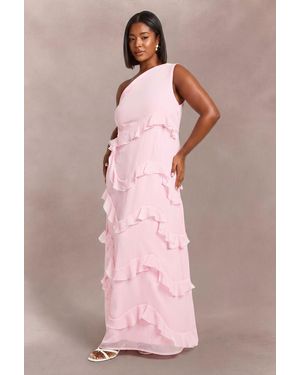 Boohoo Plus Chiffon Asymmetric Maxi Dress - Pink