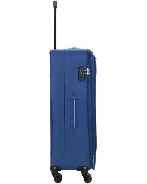 Infinity Leather Lightweight Soft Suitcases 4 Wheel Luggage Travel Expandable - Blue