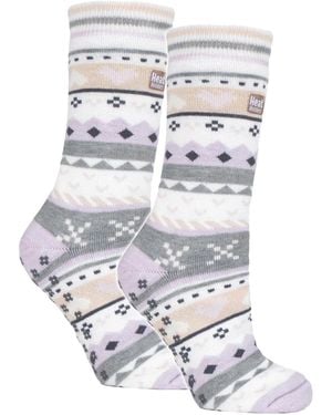 Heat Holders 2 Pairs Soul Warming Socks With Grips - White