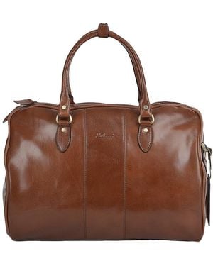 Ashwood Leather 'Dante' Medium Weekend Real Holdall - Brown