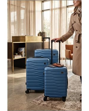 Infinity Leather Hardshell Blauwe 8-Wielige Bagagekoffer Tas Kofferset